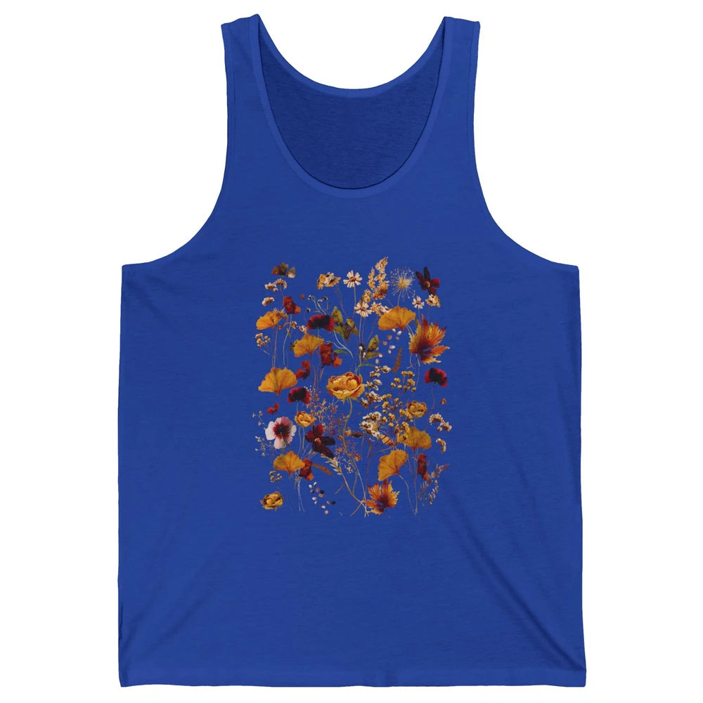 Pressed Flowers Plant Botanical Garden Wildflower Vintage Unisex Jersey Tank