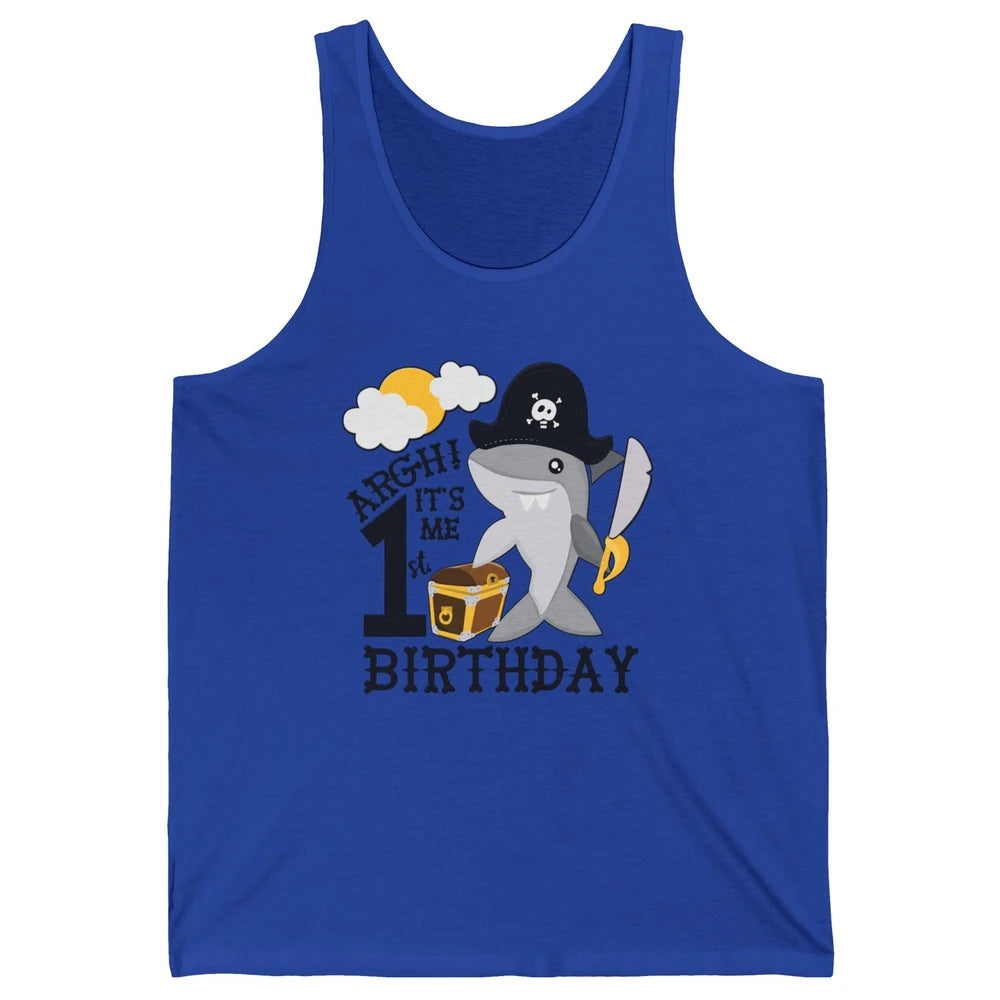 Pirate Shark 1st Birthday Party 1st Birthday Boy Girl Gift Unisex Jersey Tank
