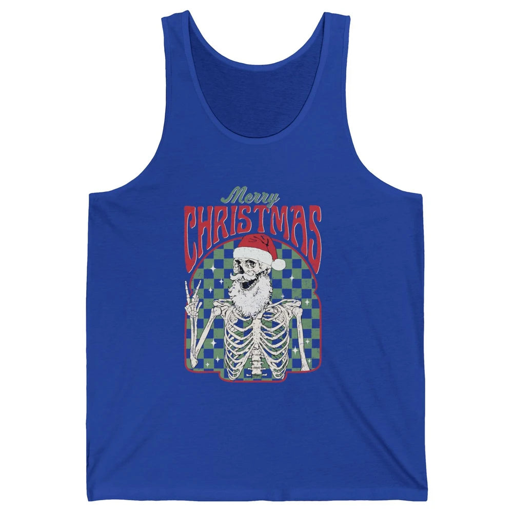 Merry Christmas Skeleton Santa Claus Vintage Xmas Skull Vibe Unisex Jersey Tank