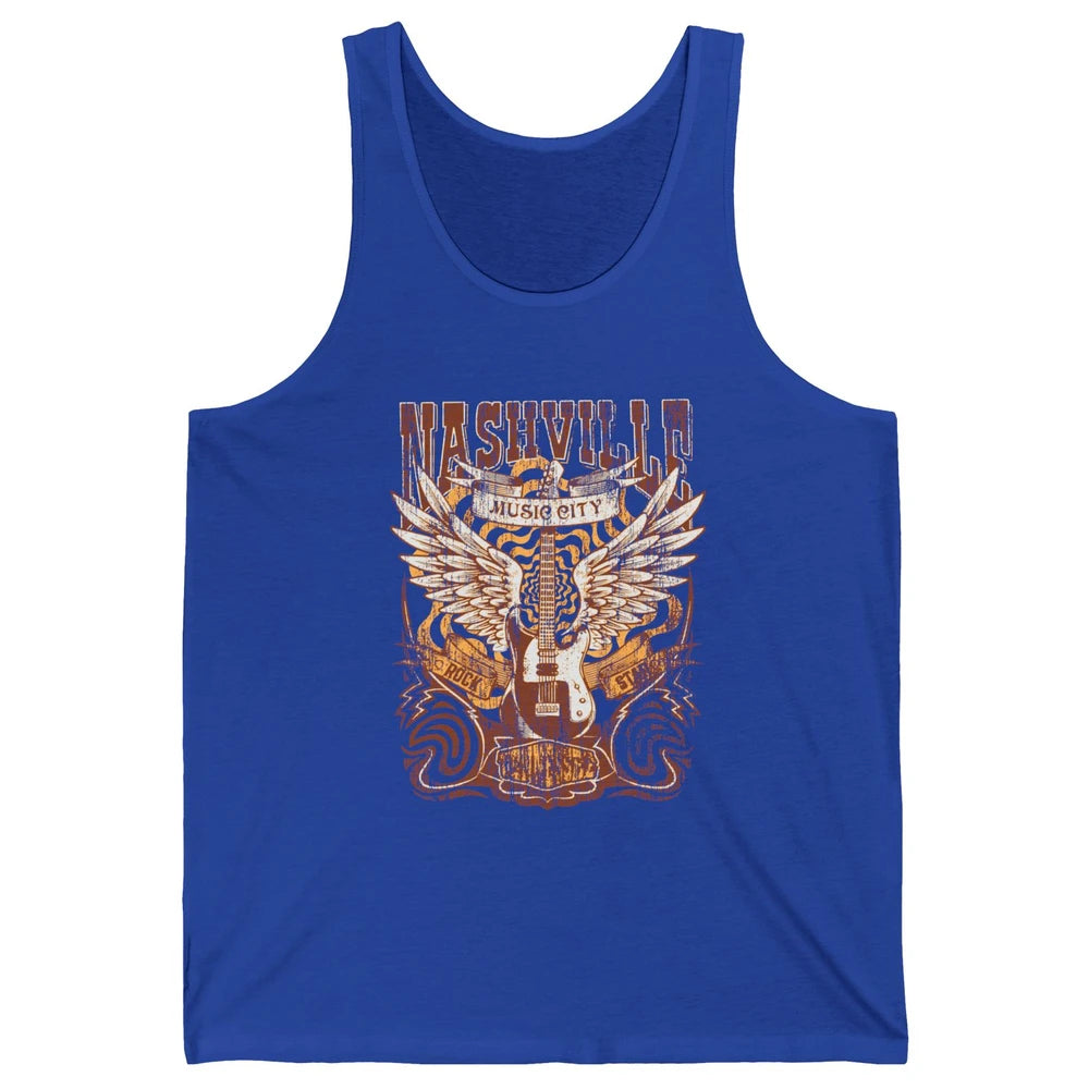 Retro Guitar Nashville Music City Western Country Music Unisex Jersey Tank