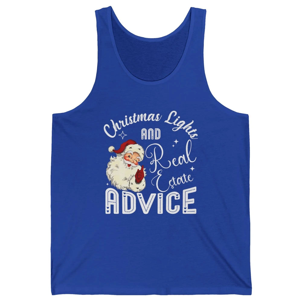 Merry Christmas Xmas Lights Santa Realtor Real Estate Advice Unisex Jersey Tank