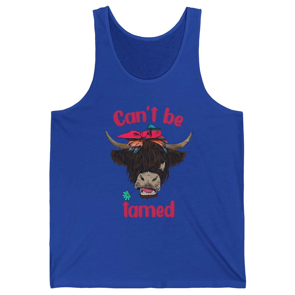 Retro Highland Cow Bandana Can't Be Tamed Western Farm Unisex Jersey Tank