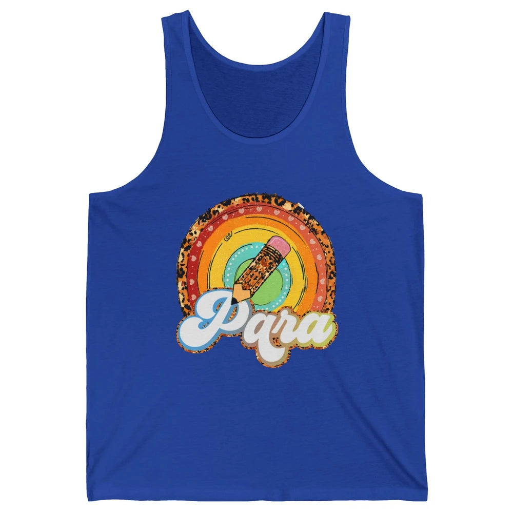 Retro Leopard Rainbow Paraprofessional Teacher Para Squad Unisex Jersey Tank