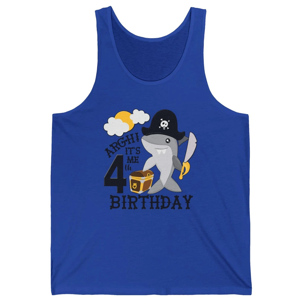 Pirate Shark 4th Birthday Party 4th Birthday Boy Girl Gift Unisex Jersey Tank