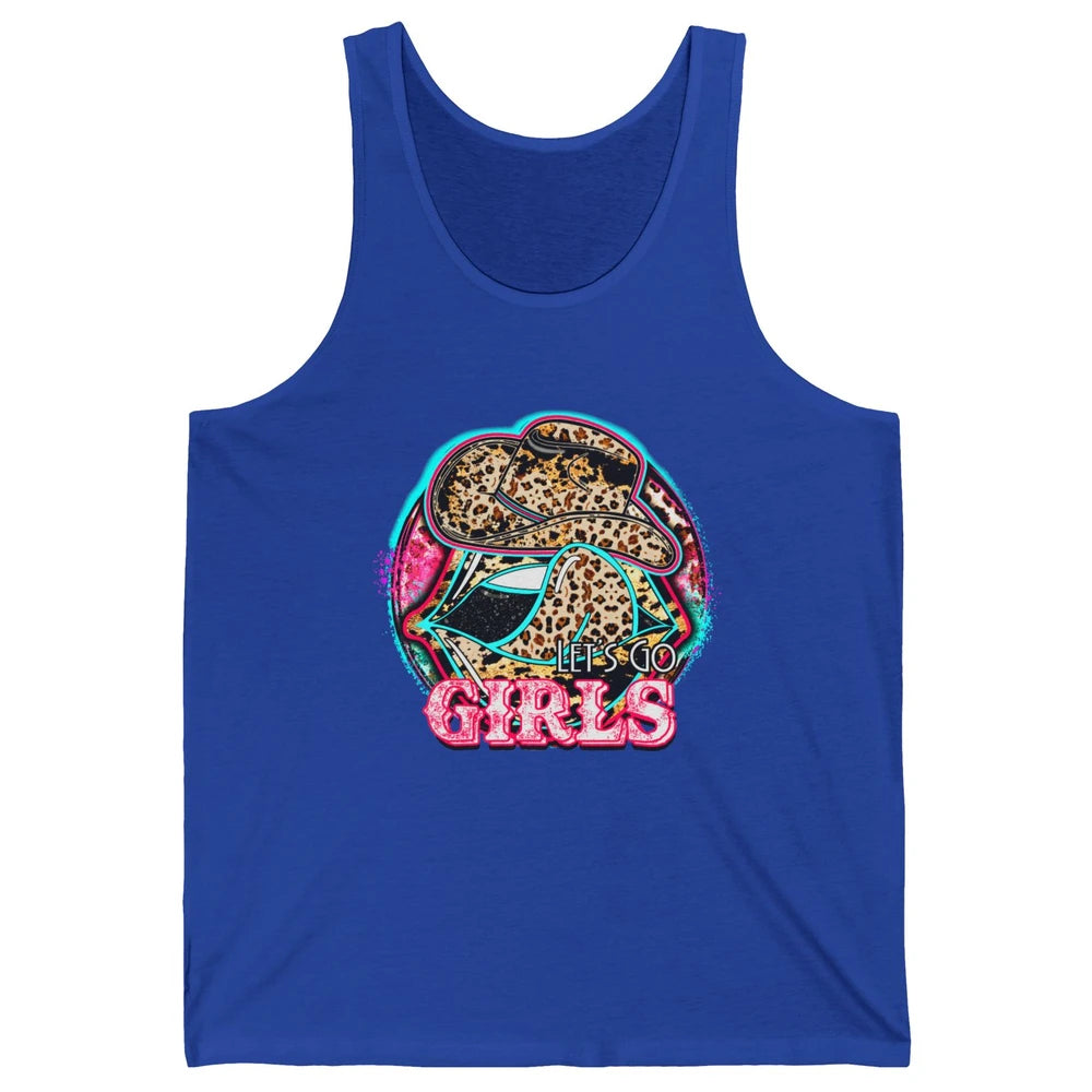 Retro Leopard Cowboy Boots Let's Go Girls Western Cowgirls Unisex Jersey Tank