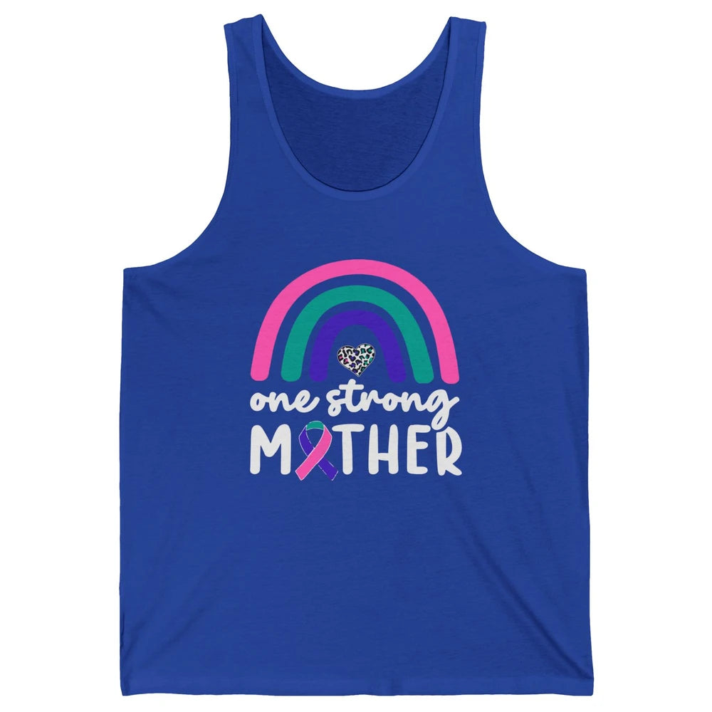 One Strong Mother Teal Rainbow Warrior Thyroid Cancer Month Unisex Jersey Tank