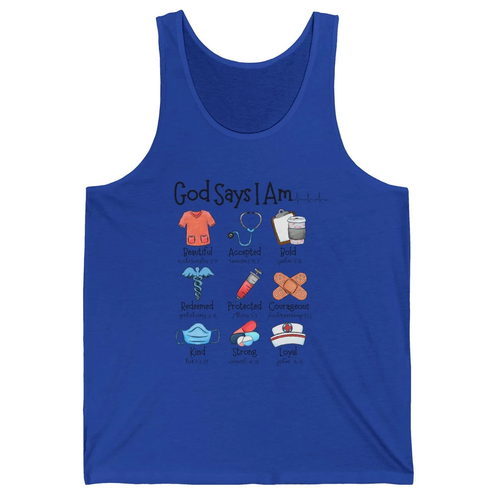 Nurse Christian God Says I Am Bible Verse Religious Western Unisex Jersey Tank