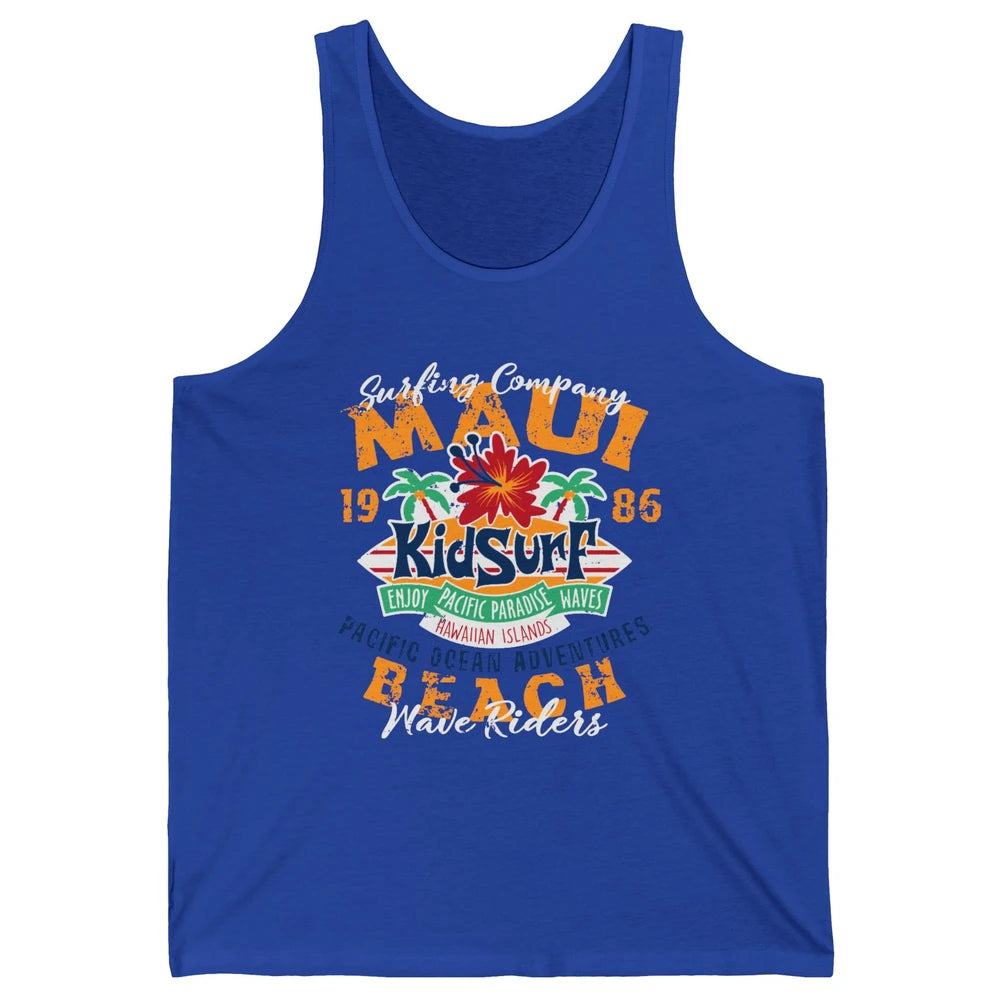 Retro Maui Island 1986 Hawaii Kid Surfing Pacific Paradise Unisex Jersey Tank