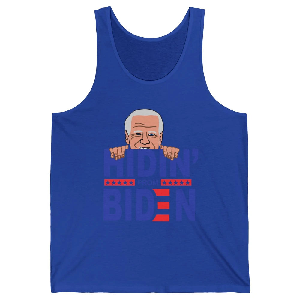 Retro Funny Joe Biden Hiding From Biden Anti Liberal US Flag Unisex Jersey Tank