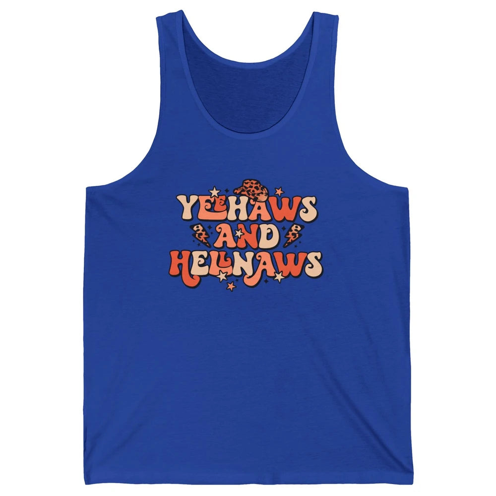 Retro Cowboy Leopard Yeehaws And Hell Naws Western Country Unisex Jersey Tank