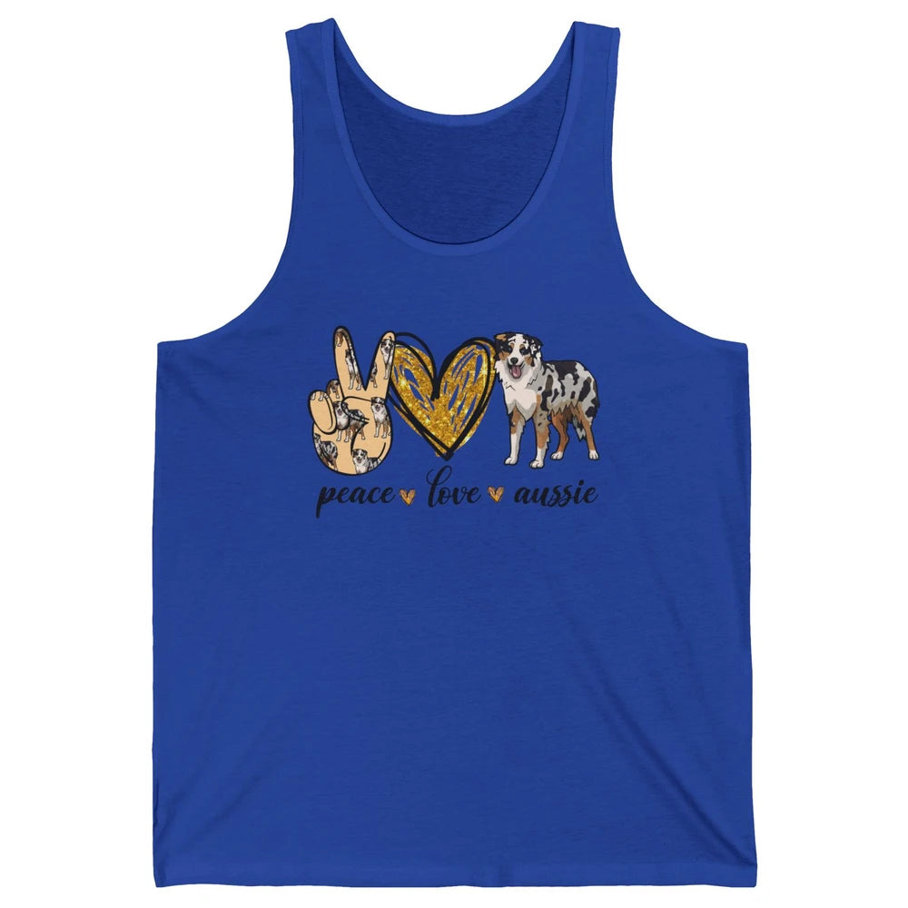 Peace Love Aussie Dog Lovers Australian Shepherd Dad Mom Unisex Jersey Tank