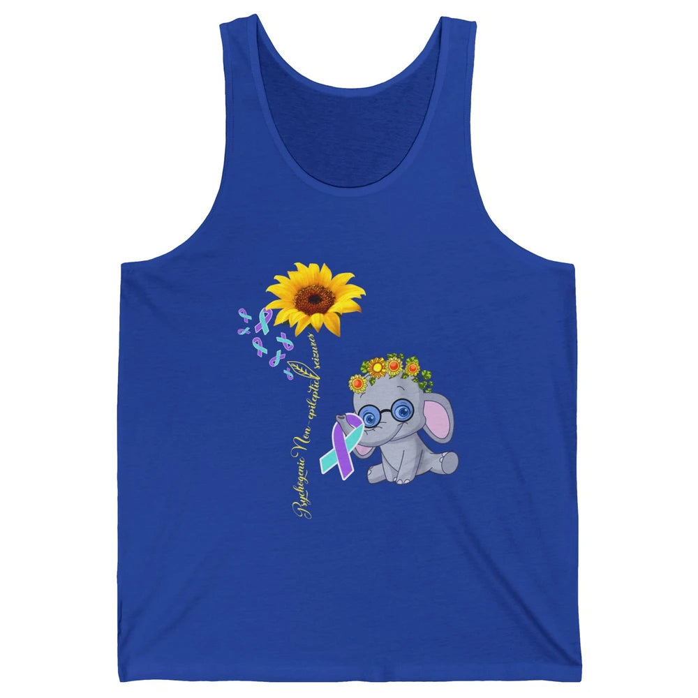 PNES Awareness Purple Teal Ribbon Sunflower Baby Elephant Unisex Jersey Tank