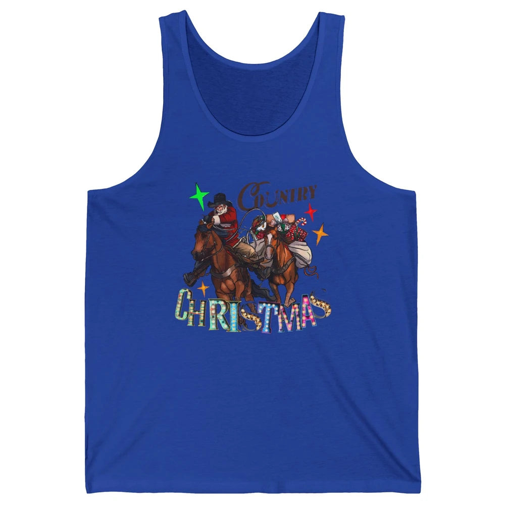 Santa Claus Country Christmas Y'all Western Country Cowboy Unisex Jersey Tank