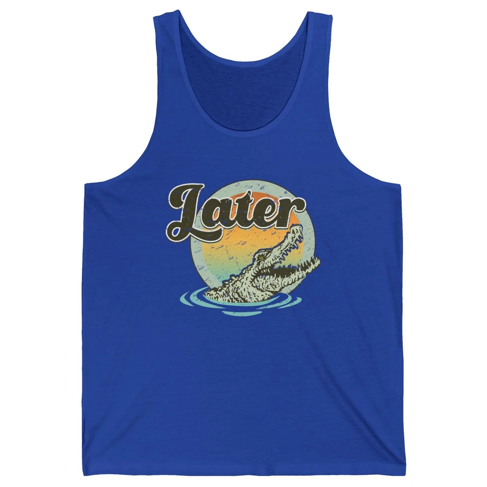 Retro Crocodile Later Take Sunset Nature Lazy Crocodile Gift Unisex Jersey Tank