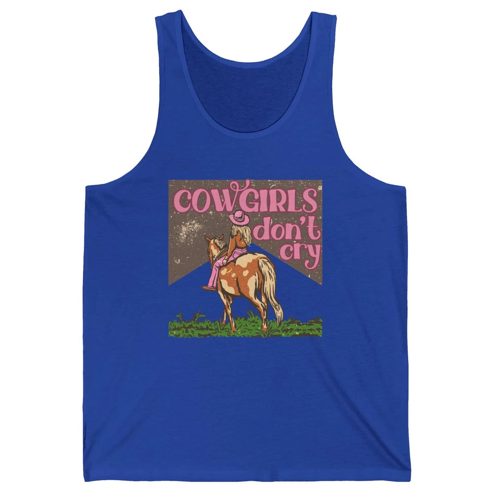 Retro Cowgirls Don't Cry Pink Horseback Rider Western Cowboy Unisex Jersey Tank