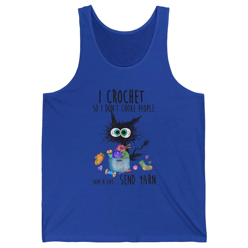I Crochet So I Dont Choke People Cute Black Cat Knit Vintage Unisex Jersey Tank