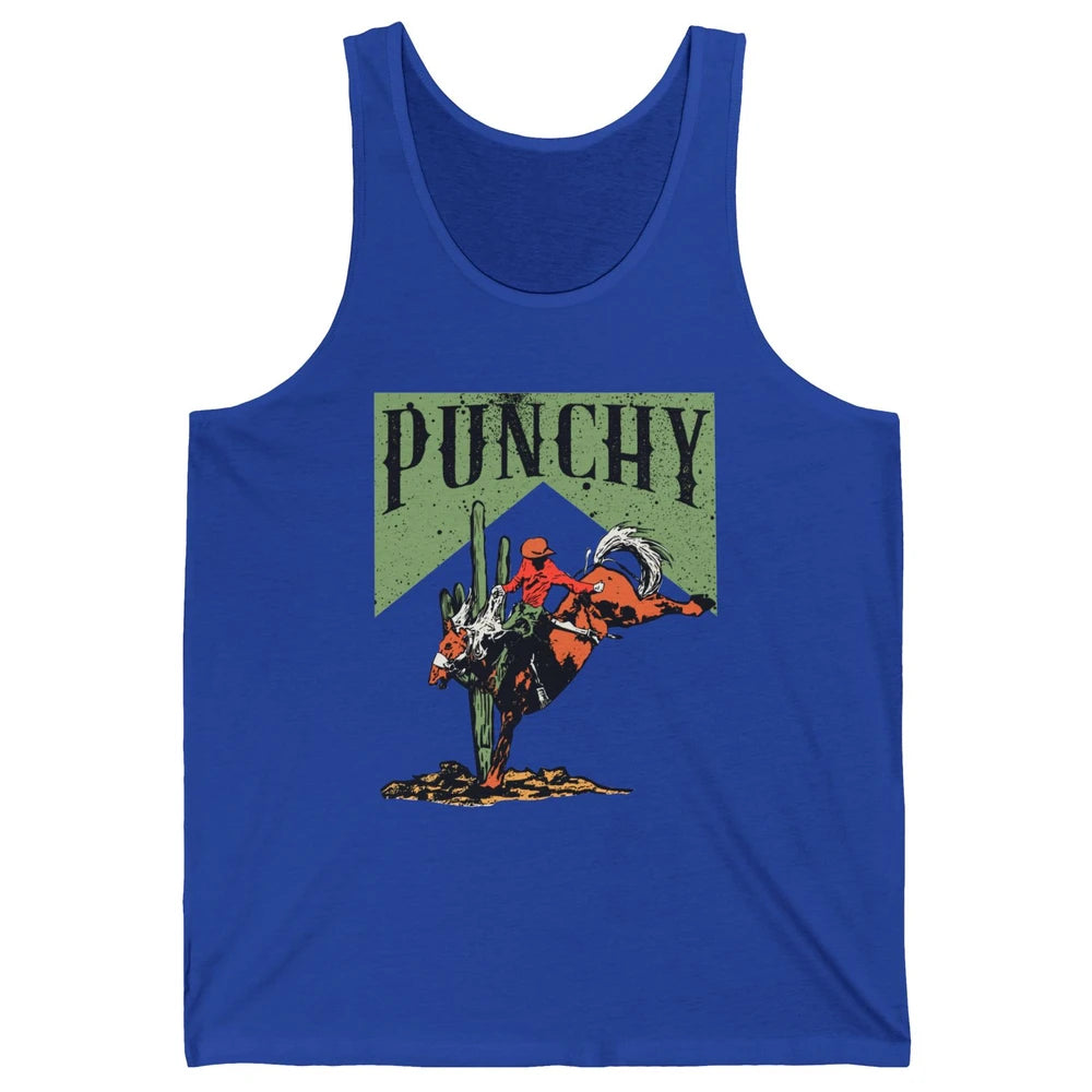 Retro Cowboy Rodeo Punchy Bucking Horse Western Country Unisex Jersey Tank