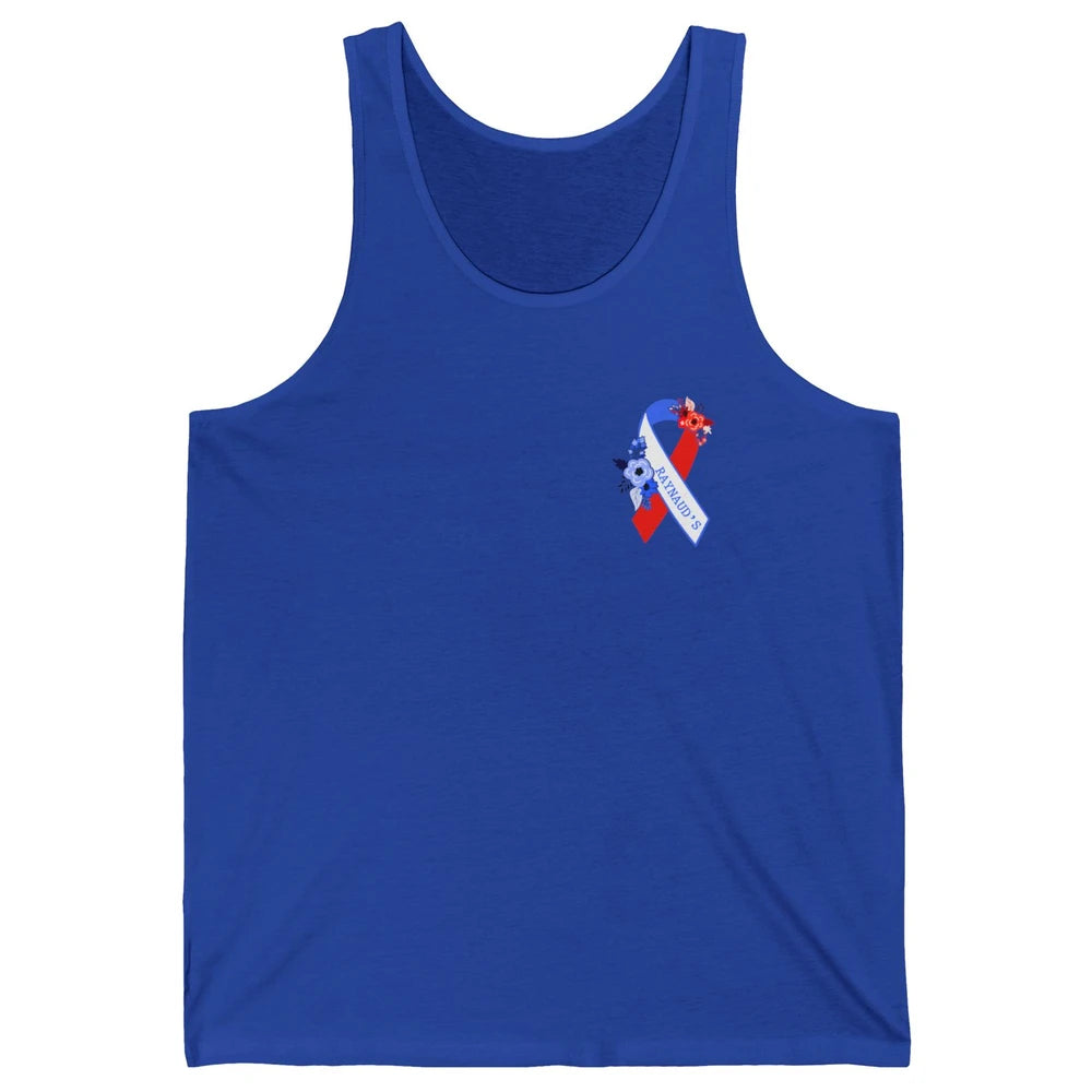 Raynaud's Syndrome Awareness Support Floral Red Blue Ribbon Unisex Jersey Tank