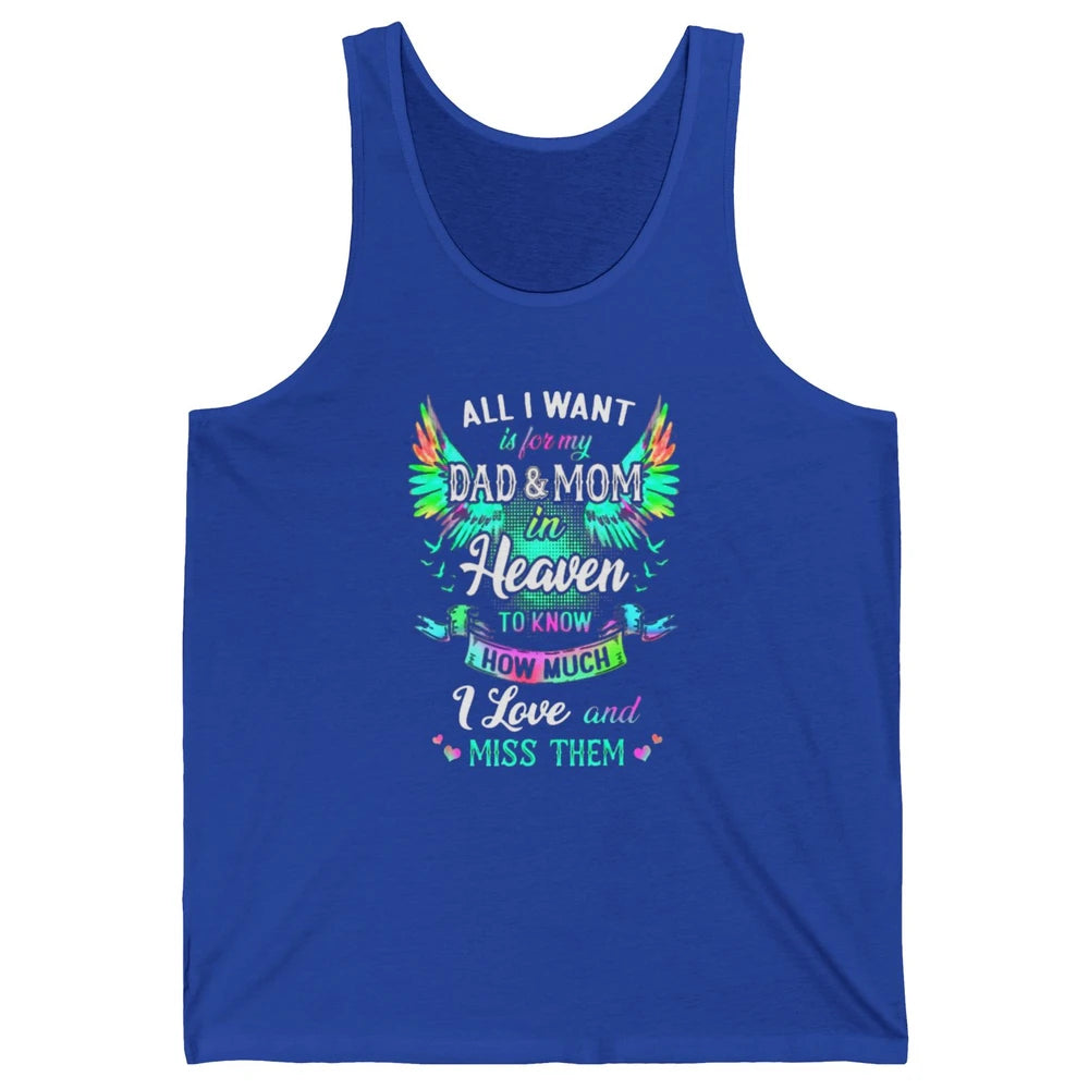 My Mom And Dad In Heaven Angel Wings Mother Memories Forever Unisex Jersey Tank