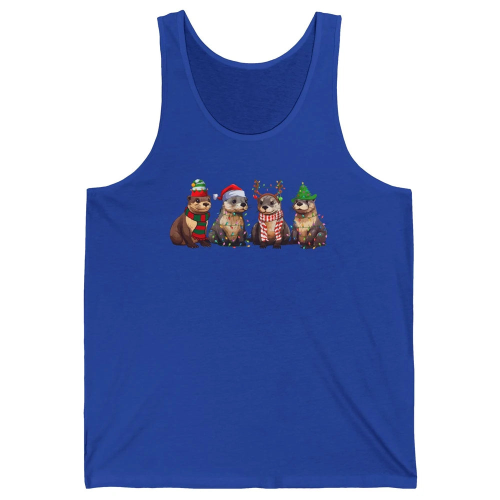 Otters Christmas Lights Sea Animal Christmas Otter Lovers Unisex Jersey Tank
