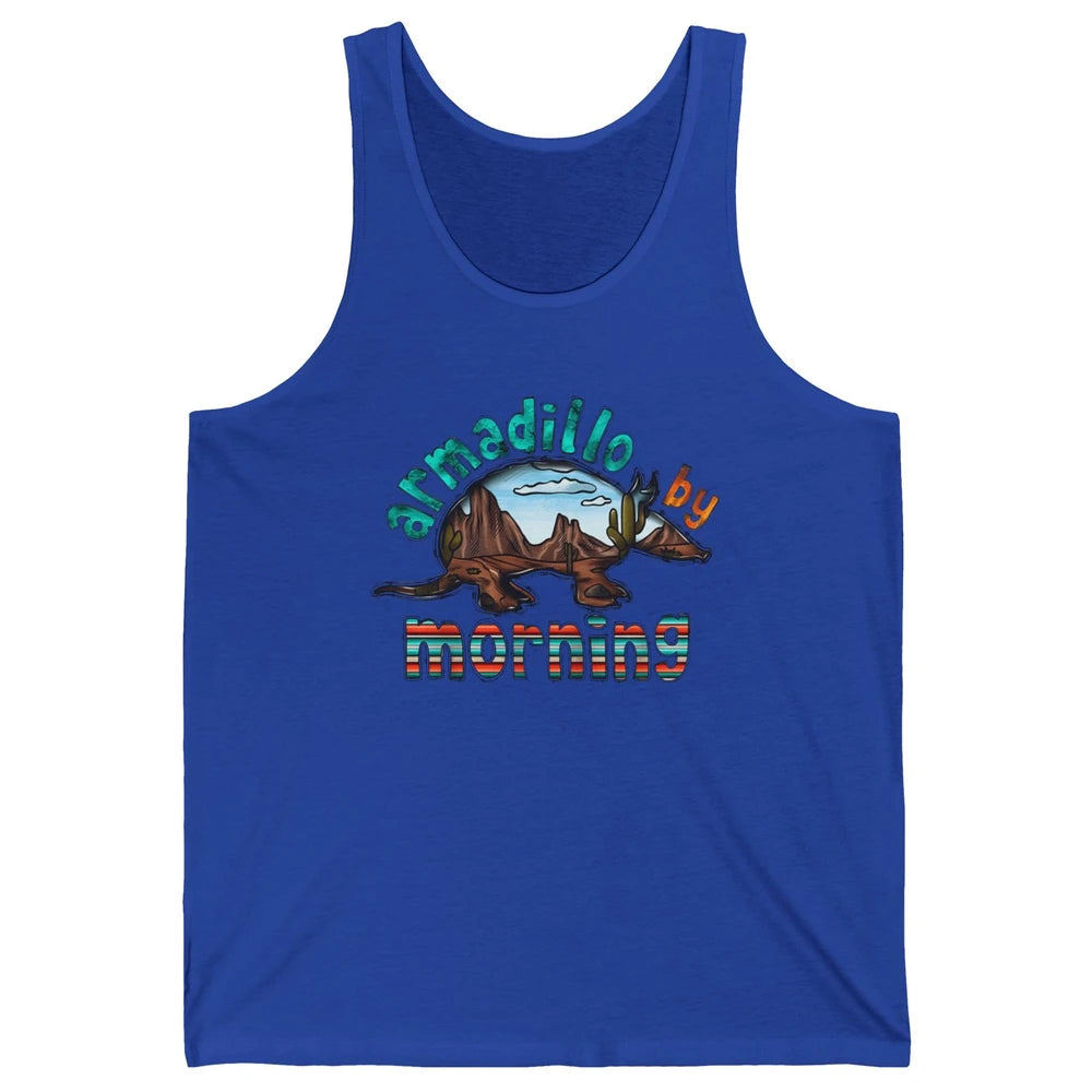 Retro Desert Sunset Armadillo By Morning Western Country Unisex Jersey Tank