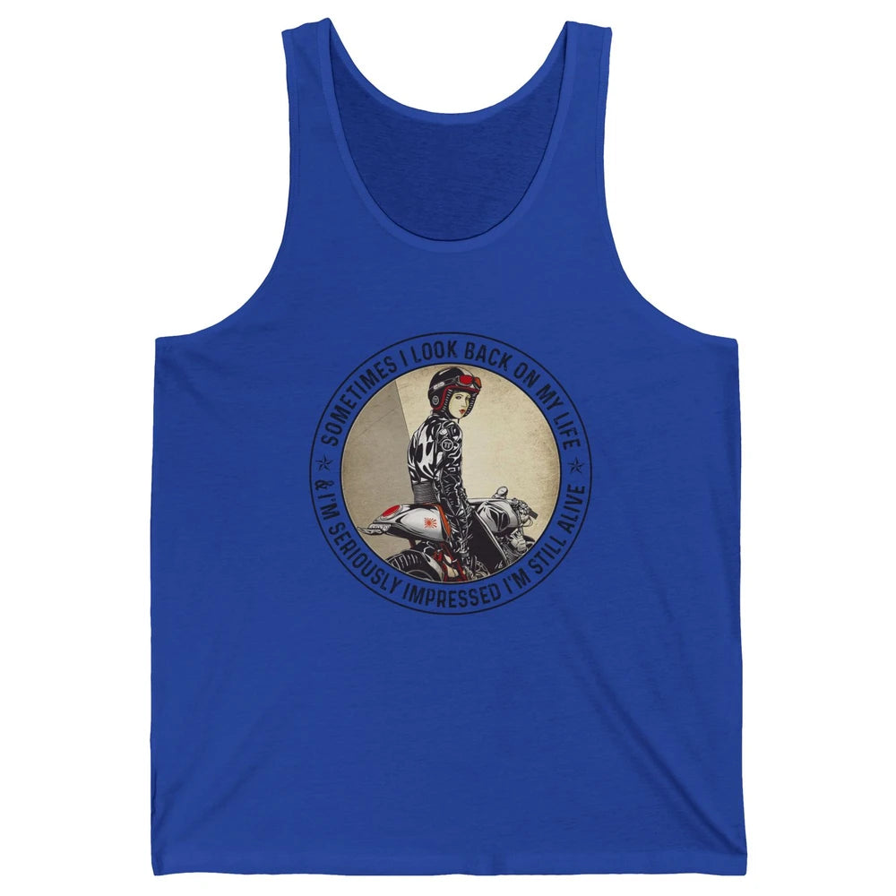 Retro Biker Sometimes I Look Back On My Life Motorcycle Gift Unisex Jersey Tank