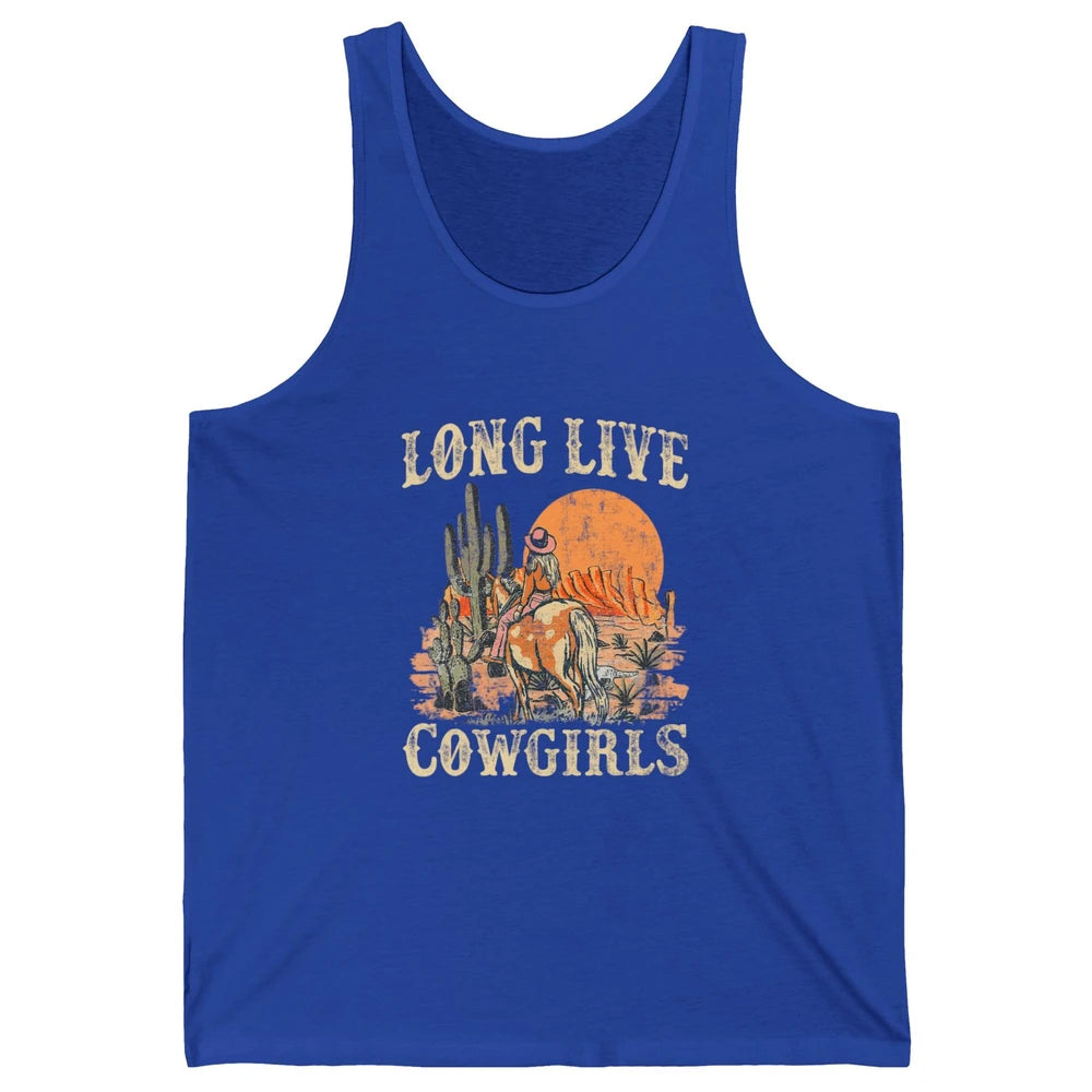 Retro Long Live Howdy Rodeo Western Desert Cowgirl Horseback Unisex Jersey Tank