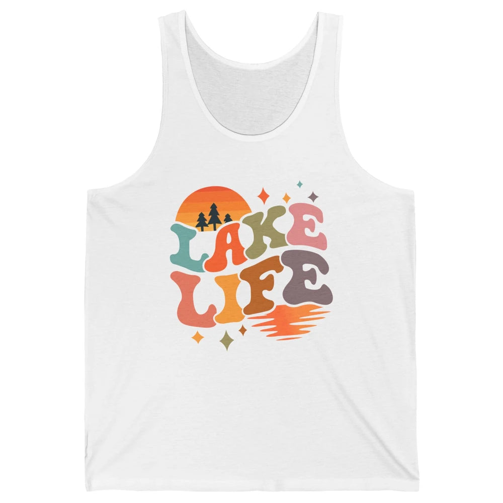 Retro Lake Life Vintage Lake Sunrise Boating Summer Trip Unisex Jersey Tank