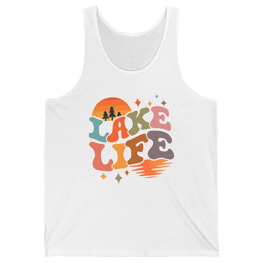 Retro Lake Life Vintage Lake Sunrise Boating Summer Trip Unisex Jersey Tank