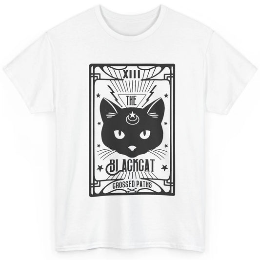 Retro Halloween Black Cat Crossed Path Tarot Card Witchcraft Classic Unisex T-Shirt