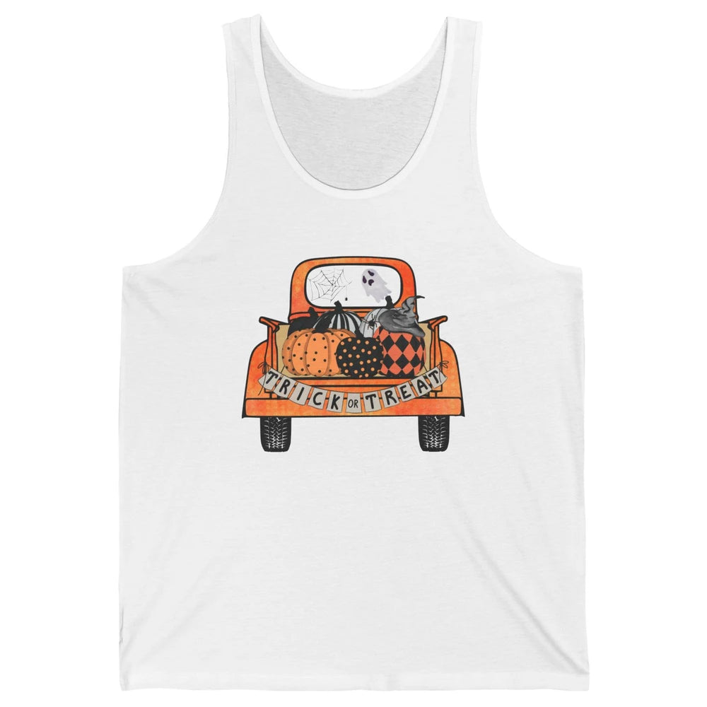 Retro Fall Pumpkin Truck Fall Halloween Trick Or Treat Gift Unisex Jersey Tank