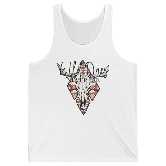 Retro Bull Skull Aztec Wild Ones Never Die Western Country Unisex Jersey Tank
