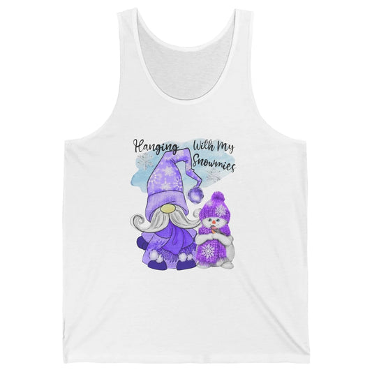 Retro Christmas Snowman And Gnome Hanging With My Snowmies Unisex Jersey Tank
