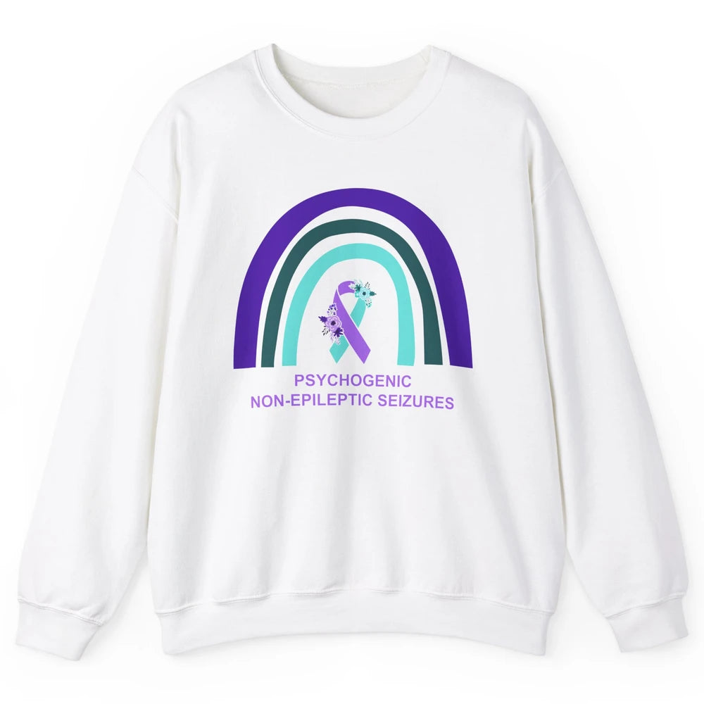 Psychogenic Non-epileptic Seizures PNES Purple Teal Rainbow Unisex Crewneck Sweatshirt