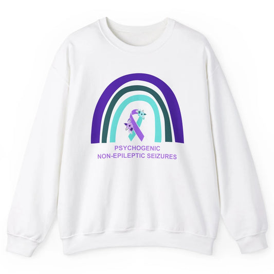 Psychogenic Non-epileptic Seizures PNES Purple Teal Rainbow Unisex Crewneck Sweatshirt