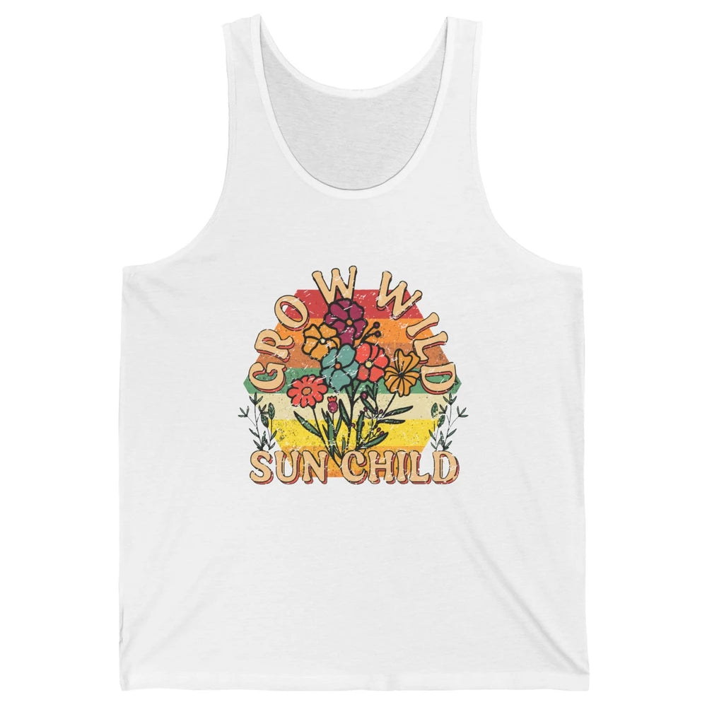 Retro Grow Wild Sun Child 70s Aesthetic Boho Western Summer Unisex Jersey Tank