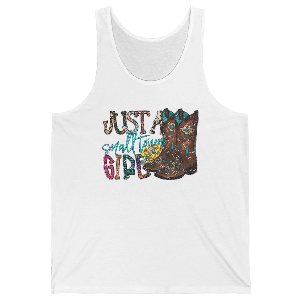 Retro Cowgirl Boots Just A Small Town Girl Western Country Unisex Jersey Tank