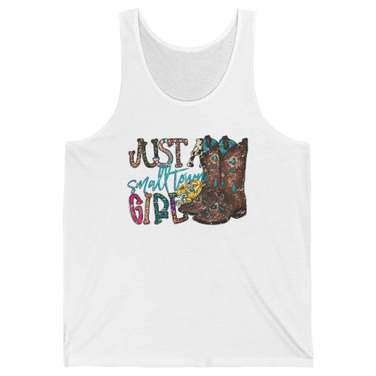 Retro Cowgirl Boots Just A Small Town Girl Western Country Unisex Jersey Tank