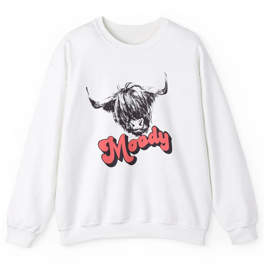 Retro Highland Heifer Moody Southern Cow Head Western Heifer Unisex Crewneck Sweatshirt