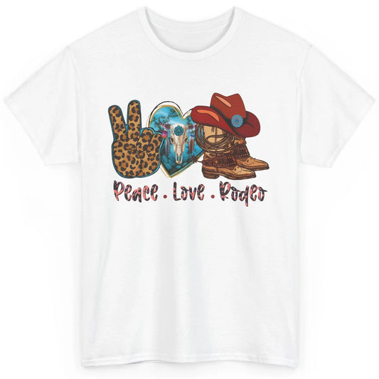 Retro Peace Love Rodeo Cowboy Boots And Hat Western Country Classic Unisex T-Shirt