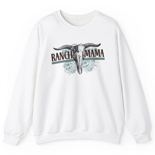 Retro Ranch Mama Highland Cow Skull Western Country Cowboy Unisex Crewneck Sweatshirt