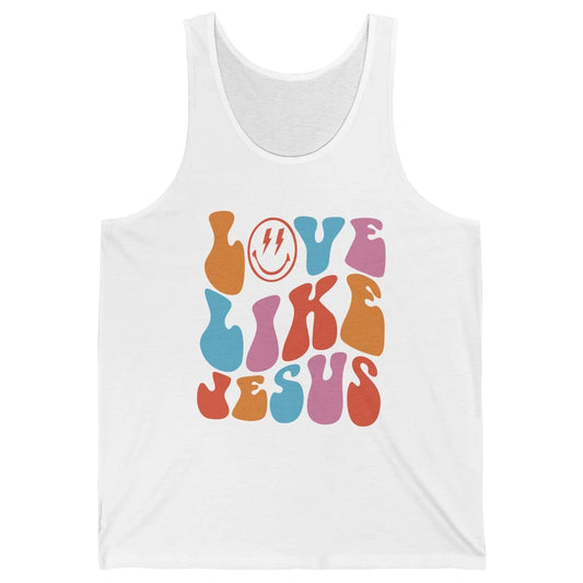 Retro Love Like Jesus Christian Faith Positive Mind And Life Unisex Jersey Tank