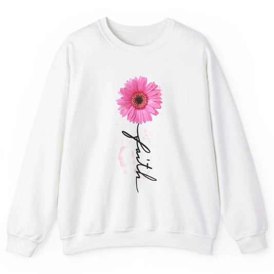 Pink Daisy Faith Cross Christian Religious God Lovers Gift Unisex Crewneck Sweatshirt