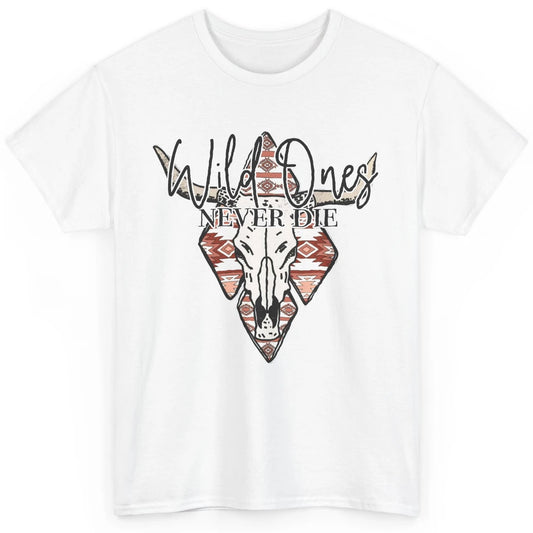Retro Bull Skull Aztec Wild Ones Never Die Western Country Classic Unisex T-Shirt