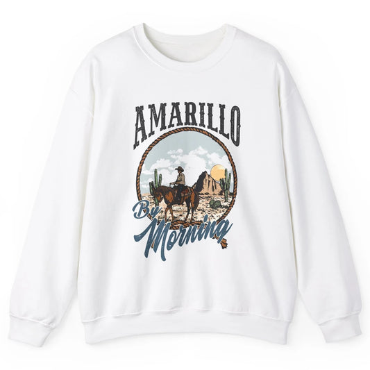 Retro Desert Cowboy Riding Horse Amarillo By Morning Western Unisex Crewneck Sweatshirt