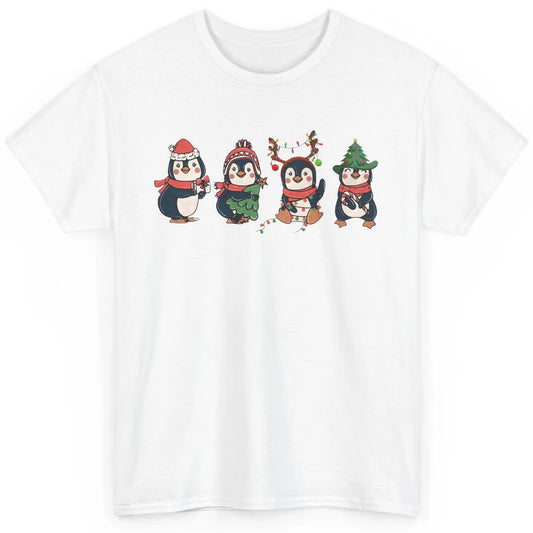 Penguin Merry Christmas Cute Penguin Xmas Lights Winter Classic Unisex T-Shirt