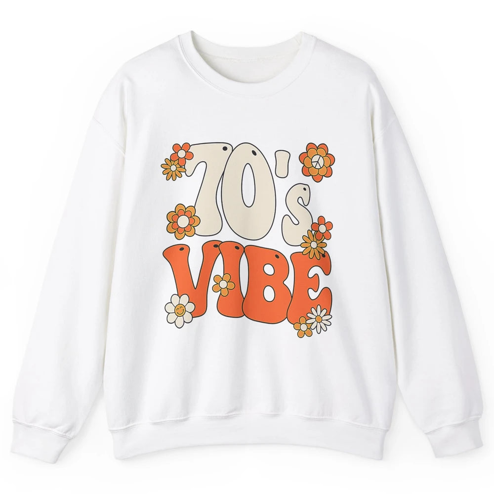 Retro 70s Vibe Groovy Smile Daisy Hippie Positive 1970 Party Unisex Crewneck Sweatshirt