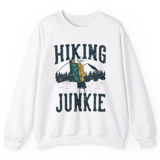Retro Mountain Hiking Junkie Skeleton Nature Exploring Hiker Unisex Crewneck Sweatshirt