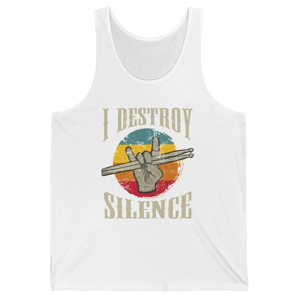 Retro Drummer I Destroy Silence Drumsticks Drumming Lovers Unisex Jersey Tank