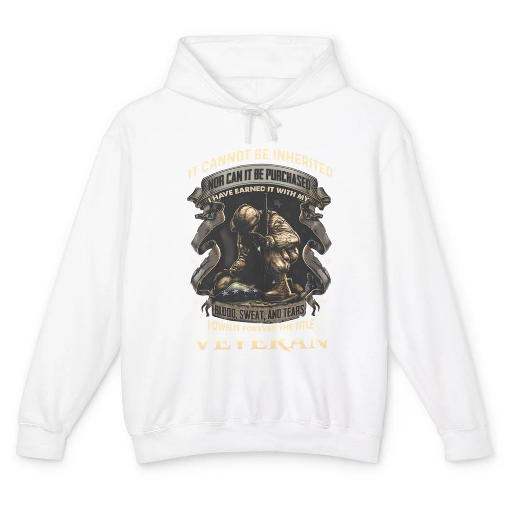 Proud American Veteran It Can't Be Heritated US Soldier Gift Unisex Lightweight Hoodie